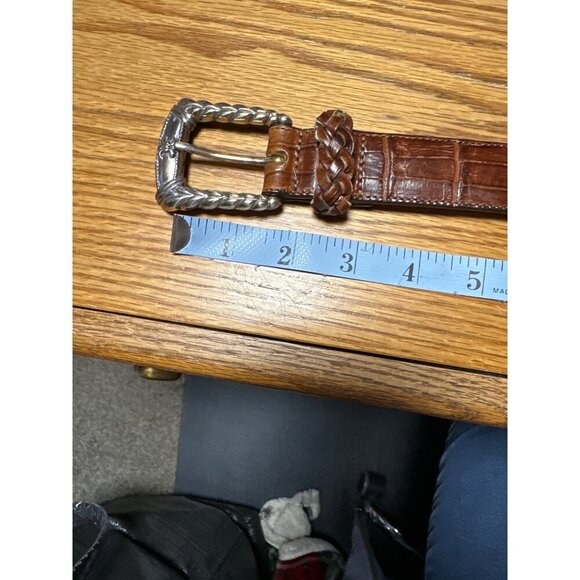 Vintage 1996 Brighton Brown with Silver Tone Metal Western Med Belt - Picture 10 of 10